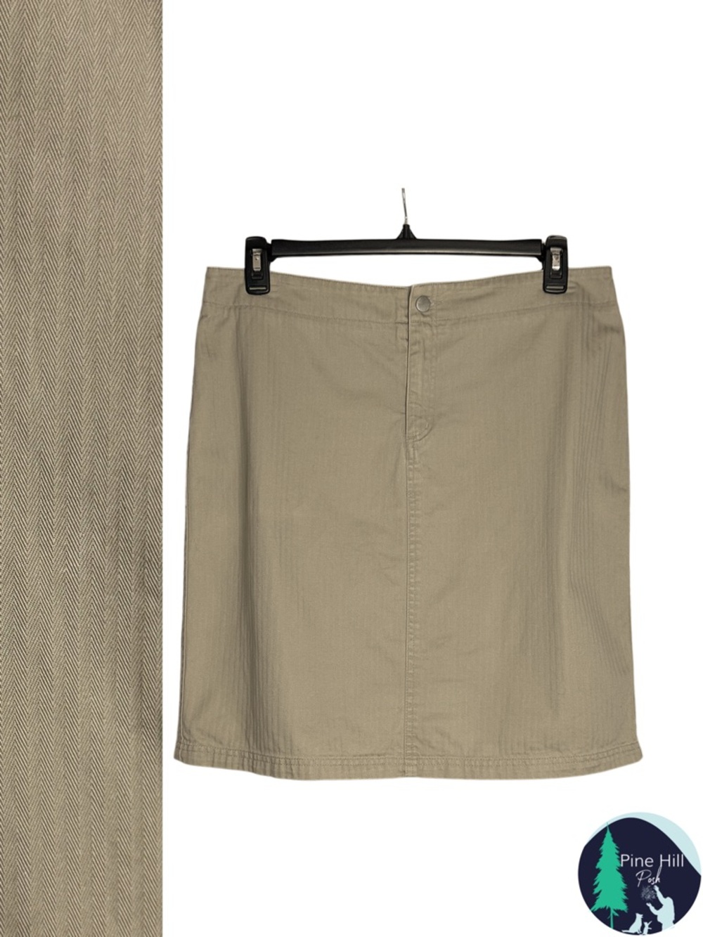 Van Heusen Khaki Denim Mini Skirt Size 14 Herringbone Stripe Y2K Casual Utility